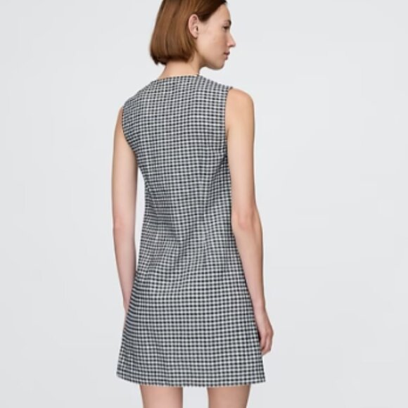 Gap × DÔEN Responsibly Made Sleeveless Navy Denim Gingham Mini Dress 10 - Picture 2 of 8